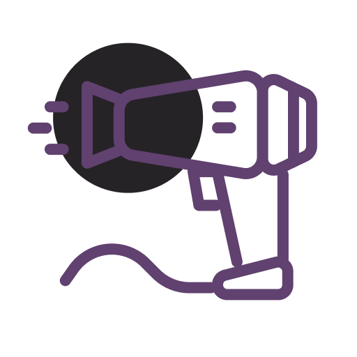 Icono de color morado de un secador de pelo.