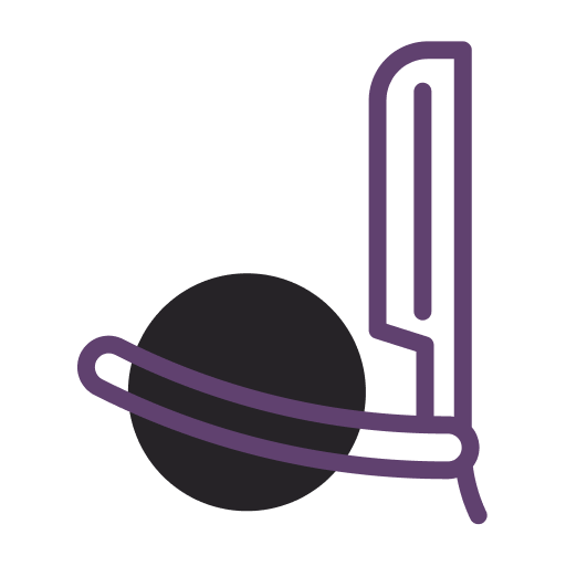 Icono de color morado de una navaja de afeitar.